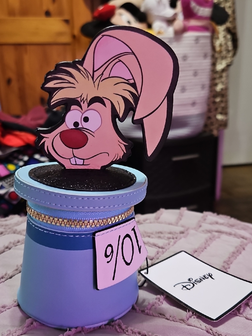 Disney Alice in Wonderland Mad Hatter Rabbit Hat Box Coin Purse